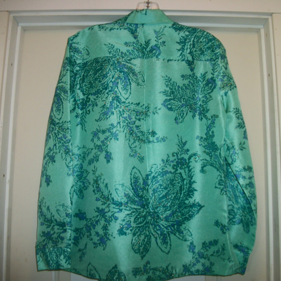BEAUTIFUL C.L.O.T.H.E.S AQUA TEAL SILK BLING BL 6 - Picture 4 of 6